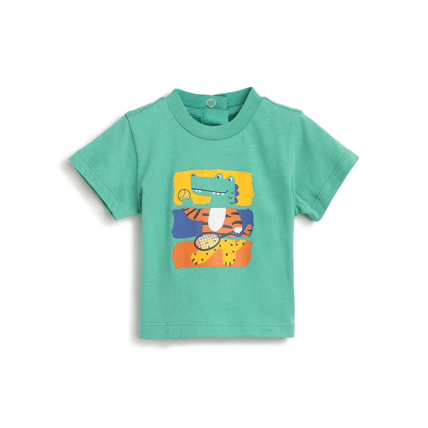 Boys Graphic Printed Short Sleeve T-Shirt-Green